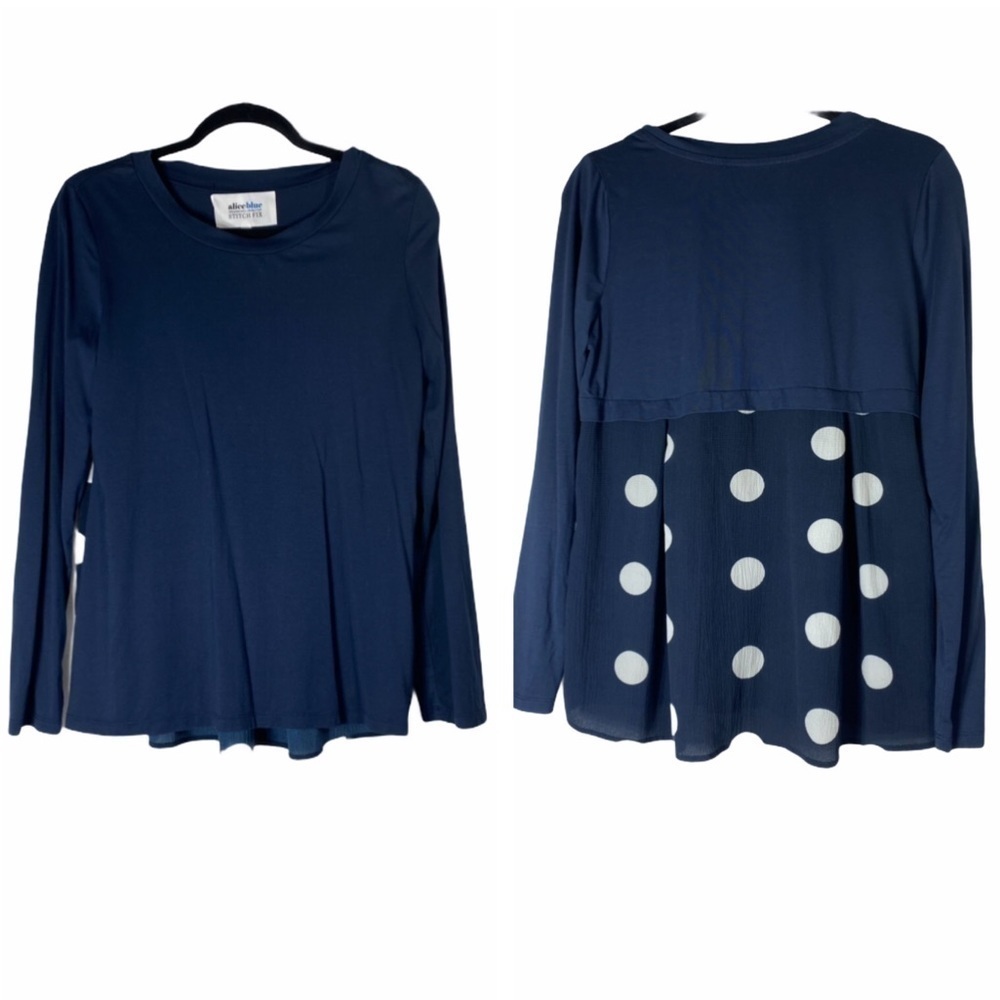 Alice Blue Stitch Fix Polka Dot back detail Top M